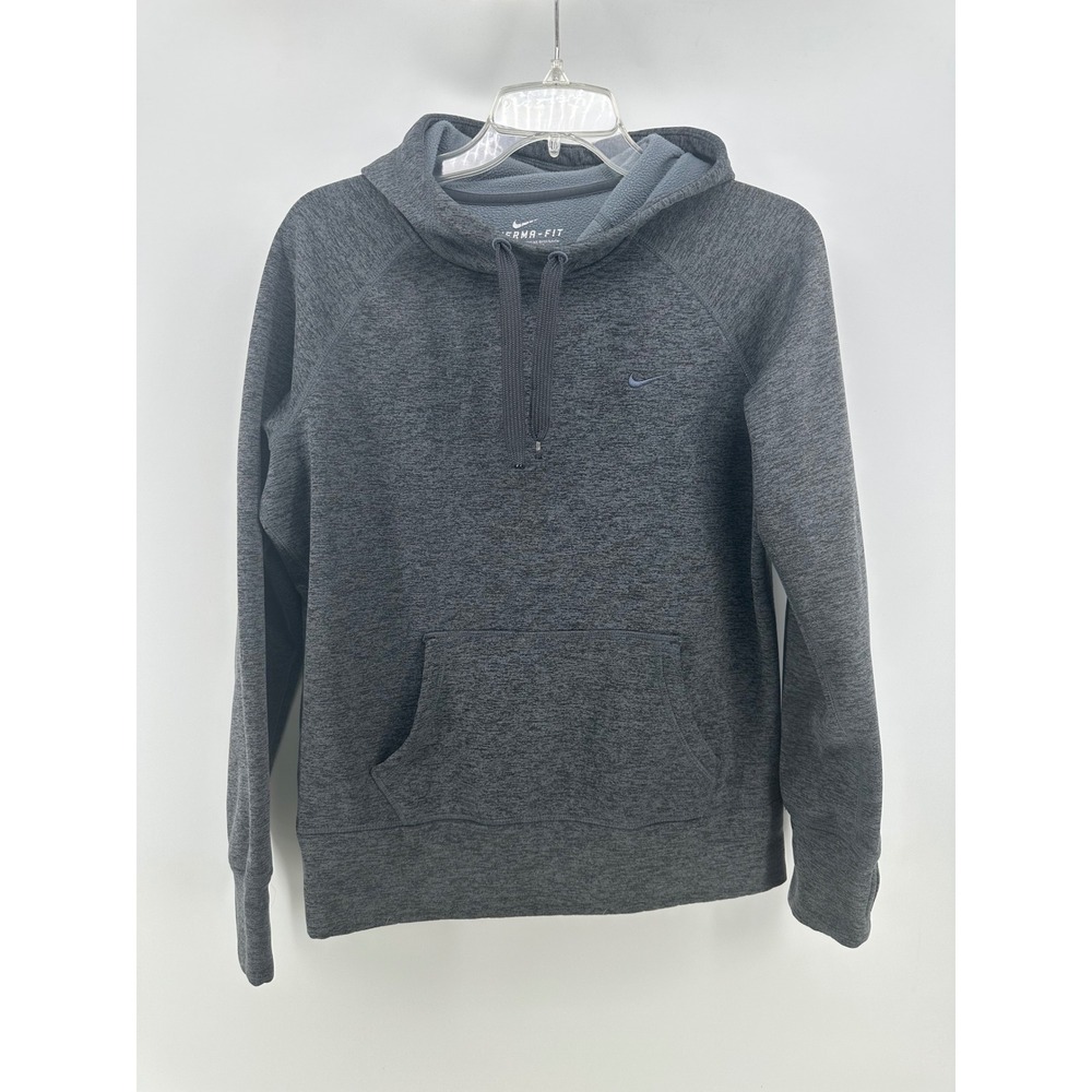 Nike Womens Therma-FIT Hoodie Charcoal Grey Pullover Thumbholes 548804-060 M